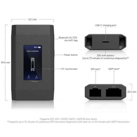 Programator și tester pentru module optice SFP UniFi Ubiquiti SFP Wizard, UACC-SFP-Wizard